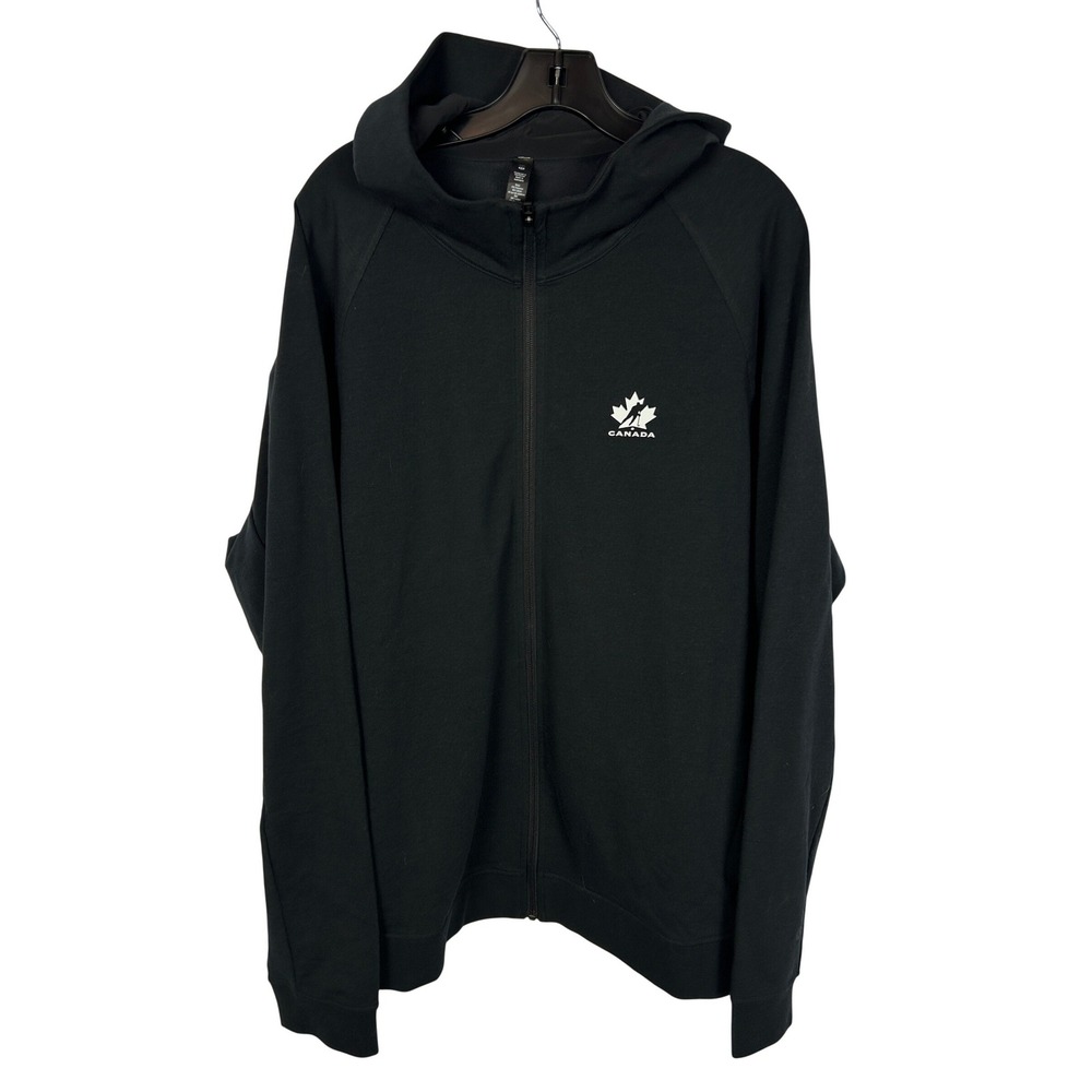 Lululemon Mens Team Canada City Sweat Full Zip Hoodie Black‎ Hockey Logo 3XL